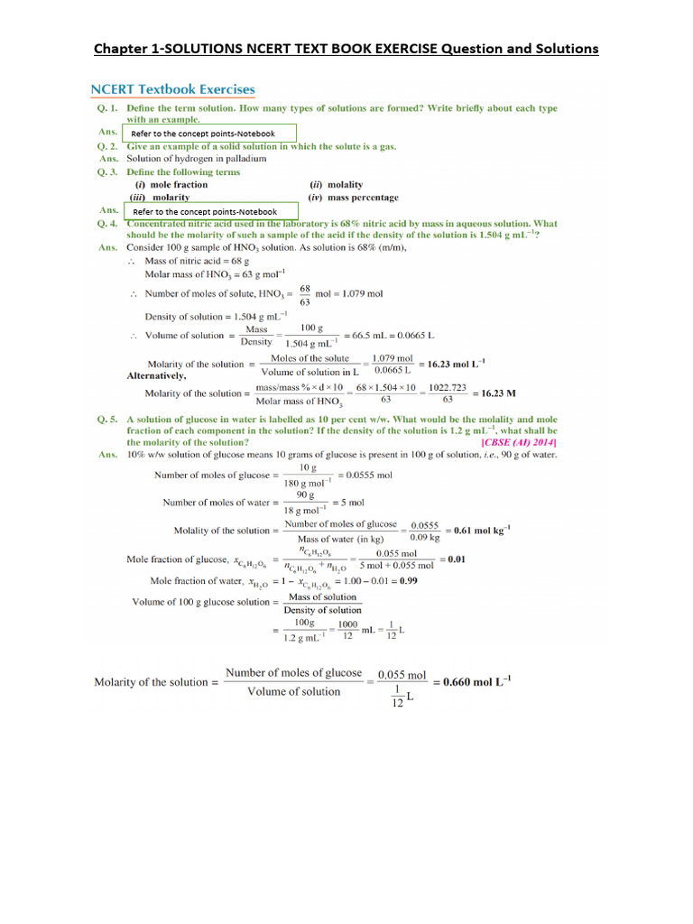 Solutions Ncert Textbook Solutions | PDF
