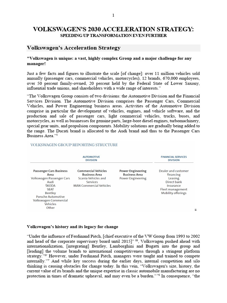 Volkswagen's 2030 Transformation Plan | PDF | Volkswagen Group | Volkswagen