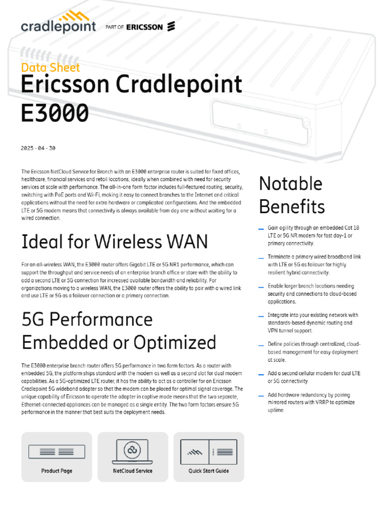 Ericsson Cradlepoint E3000 2025-04-30 | PDF