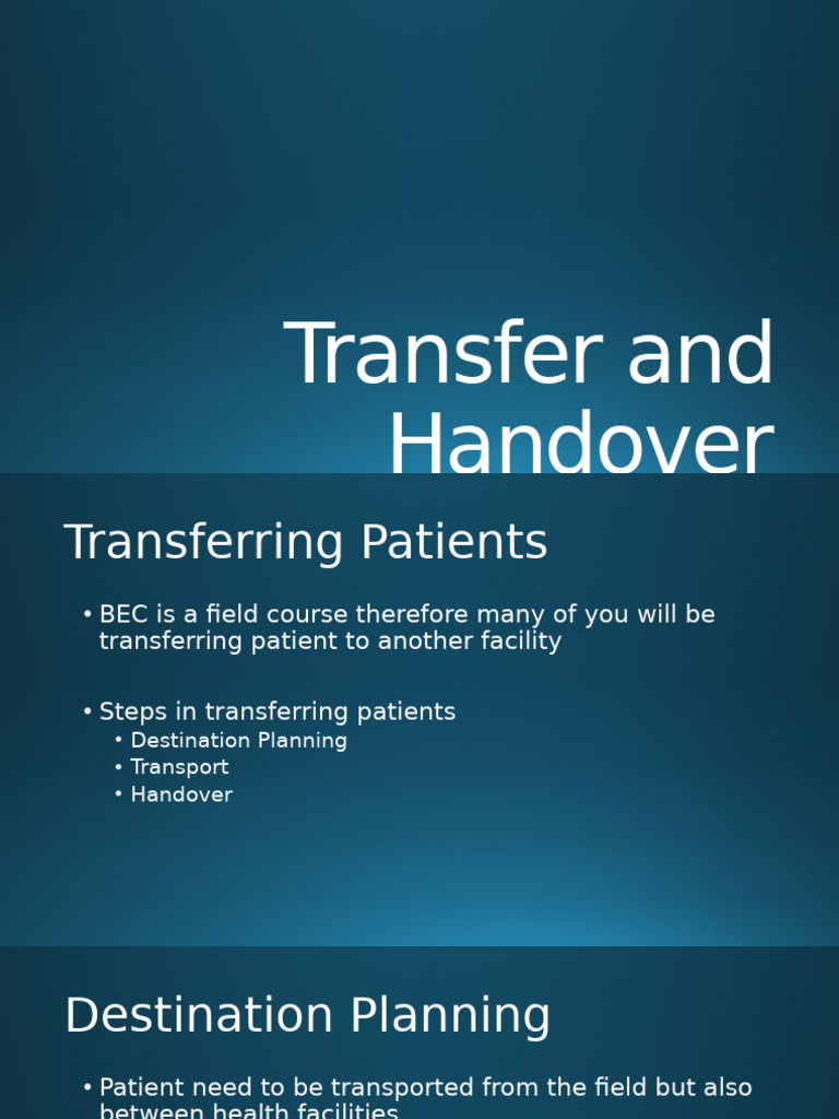 Patient Transfer and Handover Guide | PDF | Clinical Medicine | Medicine