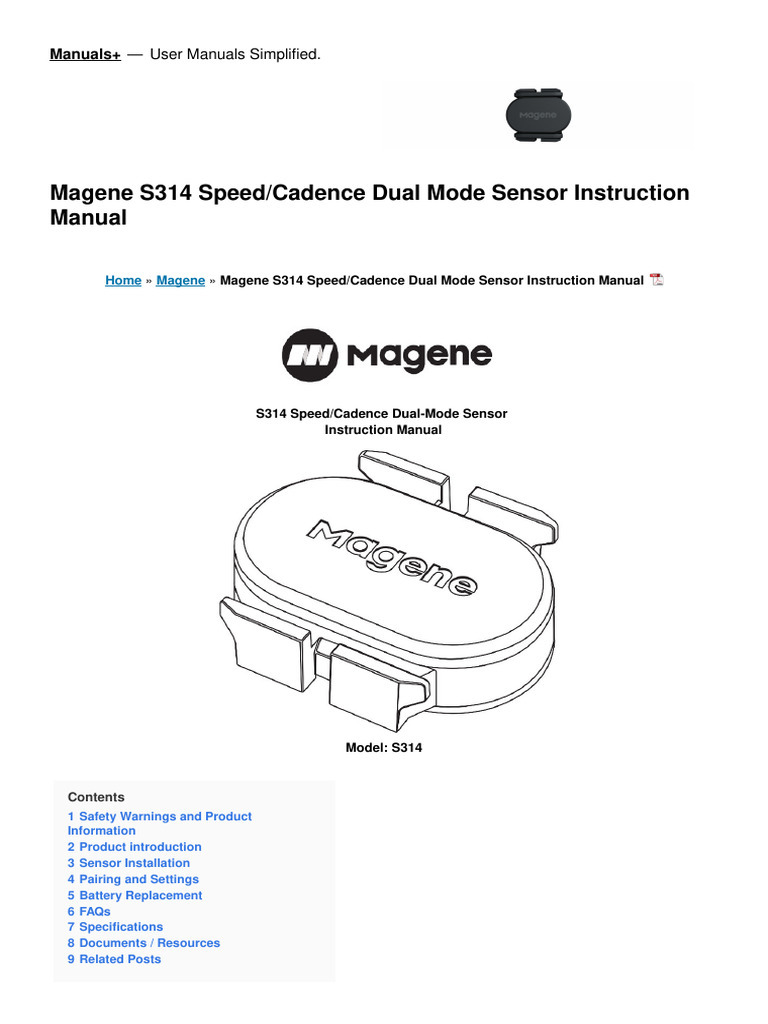 s314 Speedcadence Dual Mode Sensor Manual | PDF | Bluetooth | Radio