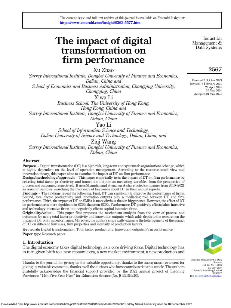 Digital Transformation's Effect on Firms | PDF | Standard Deviation ...