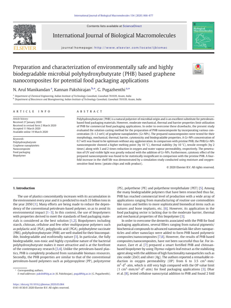 Biodegradable PHB-Graphene Food Packaging | PDF | Biopolymer ...