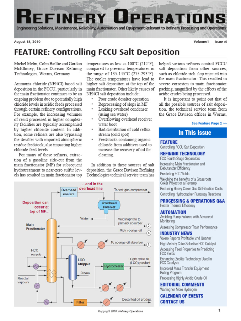 Controlling FCCU Salt Deposition Issues | PDF | Oil Refinery | Filtration