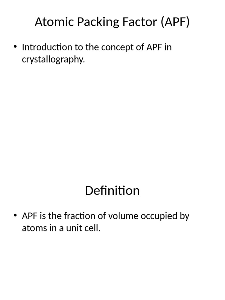 Atomic Packing Factor | PDF