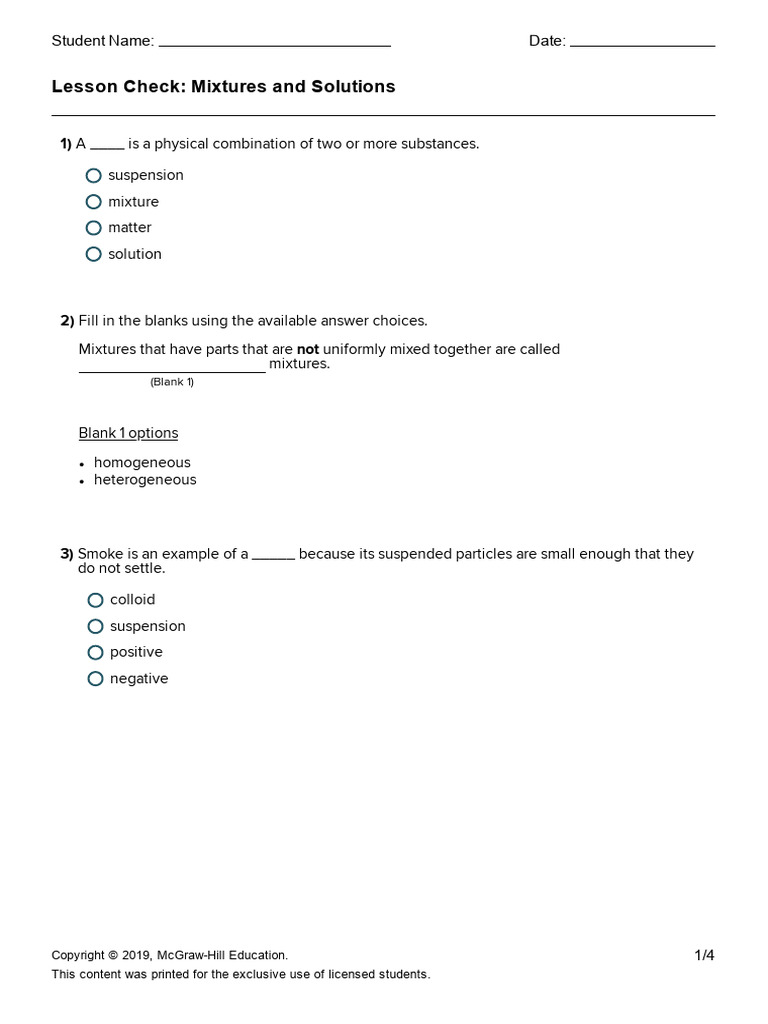 Formative 2 Mixture and Solutions | PDF | Mixture | Suspension (Chemistry)