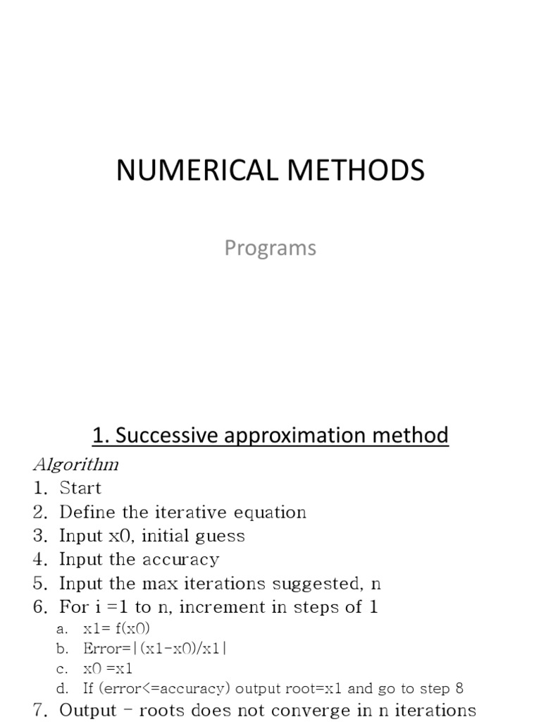 Numerical Methods | PDF | Numerical Analysis | Algorithms And Data ...