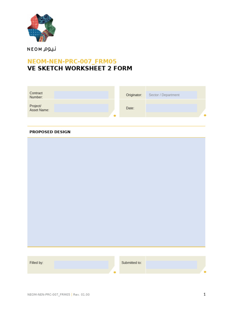 NEOM VE Sketch Worksheet 2 Form | PDF