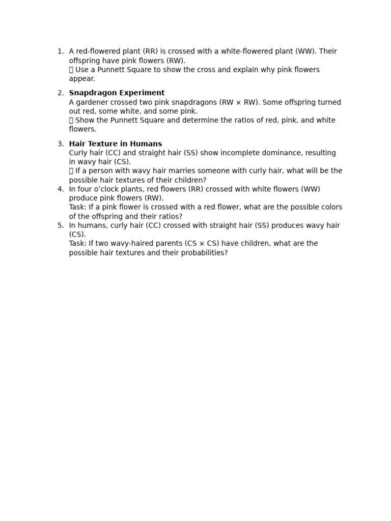 Snapdragon Incomplete Dominance Study | PDF