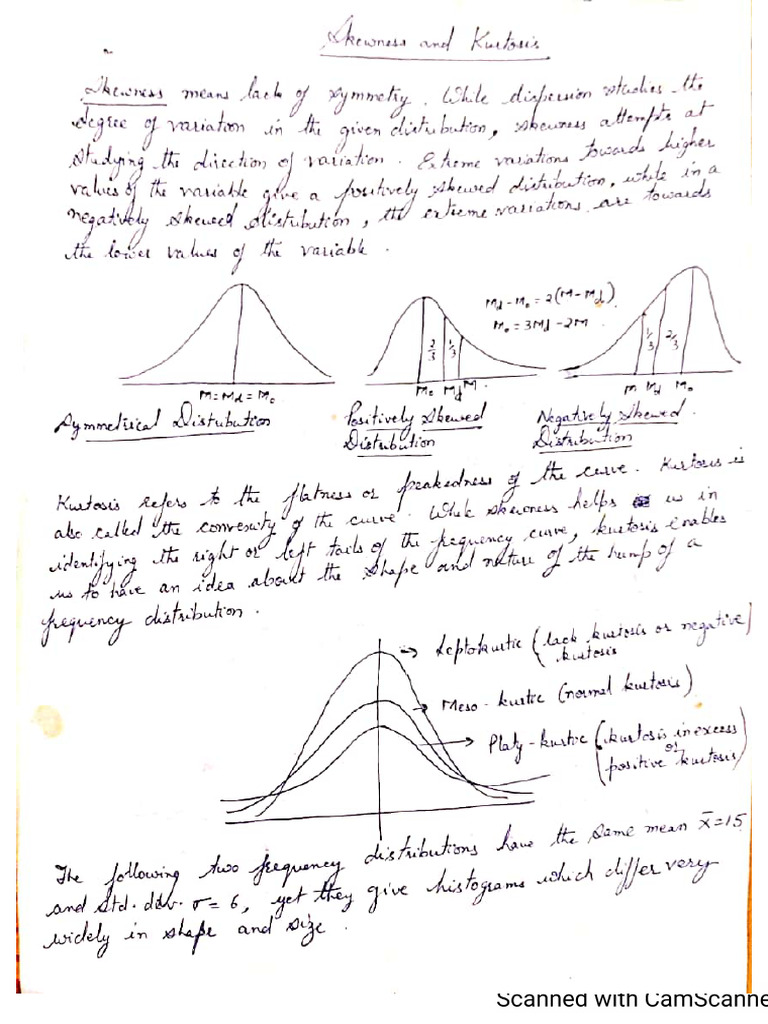Skewness and Kurtosis and 2 Problems Based On Moments | PDF