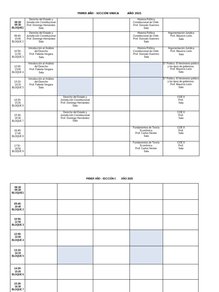 Horario de Clases Derecho 2025 | PDF | Justicia | Crimen y violencia
