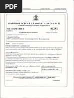 ZIMSEC O-Level Maths Past Papers Index | PDF