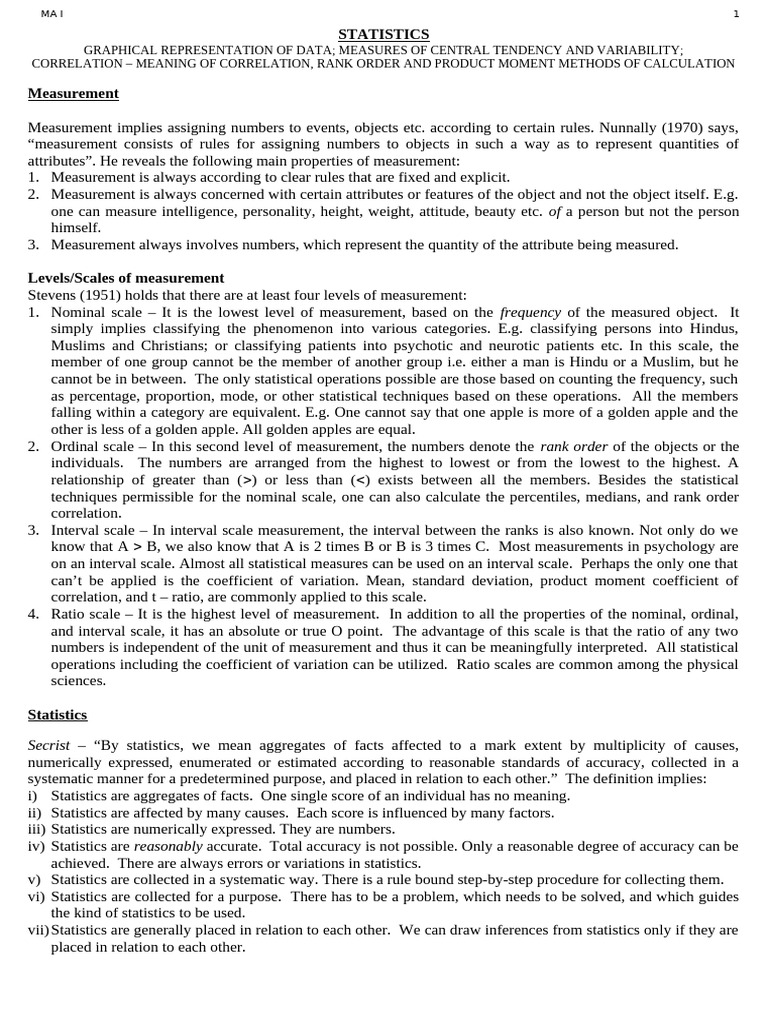 Understanding Measurement in Statistics | PDF | Level Of Measurement ...