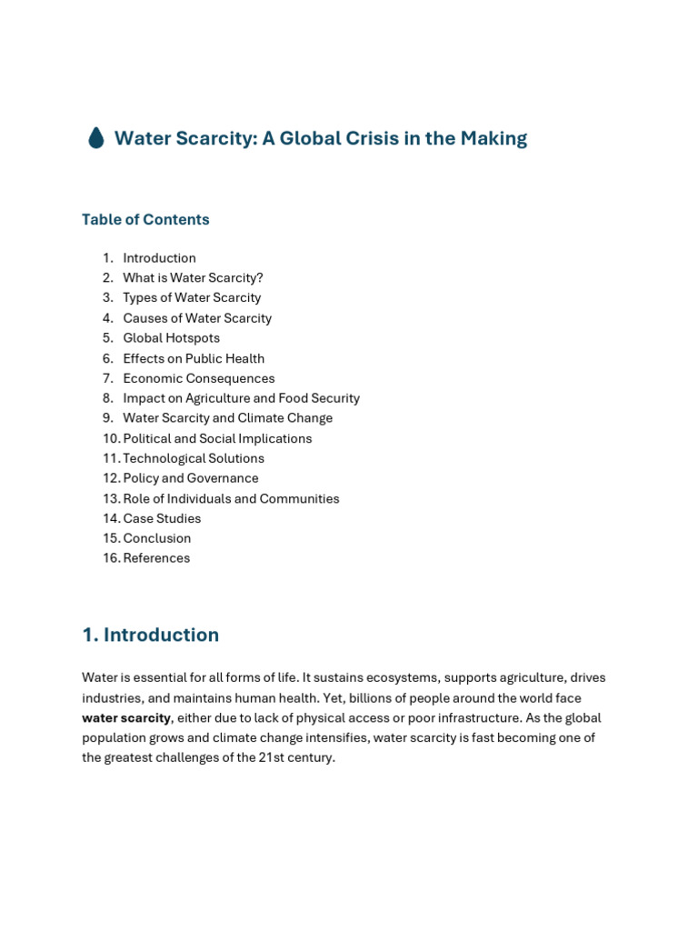 Global Water Scarcity Crisis Explained | PDF | Water Scarcity | Water
