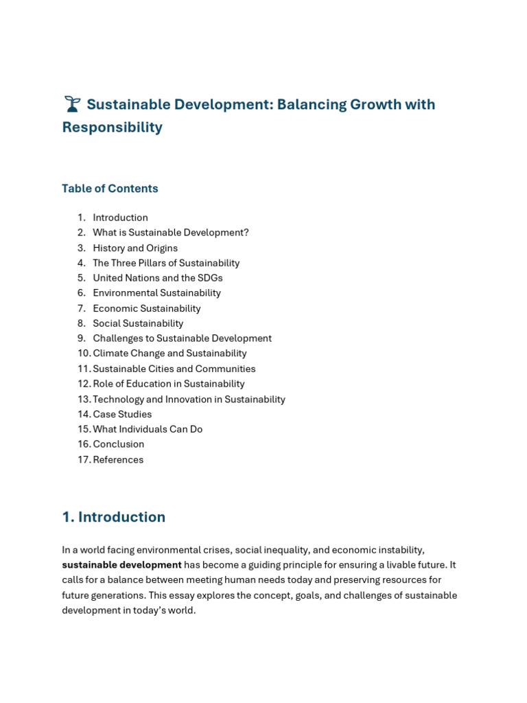 Sustainable Development: Key Concepts & Challenges | PDF ...
