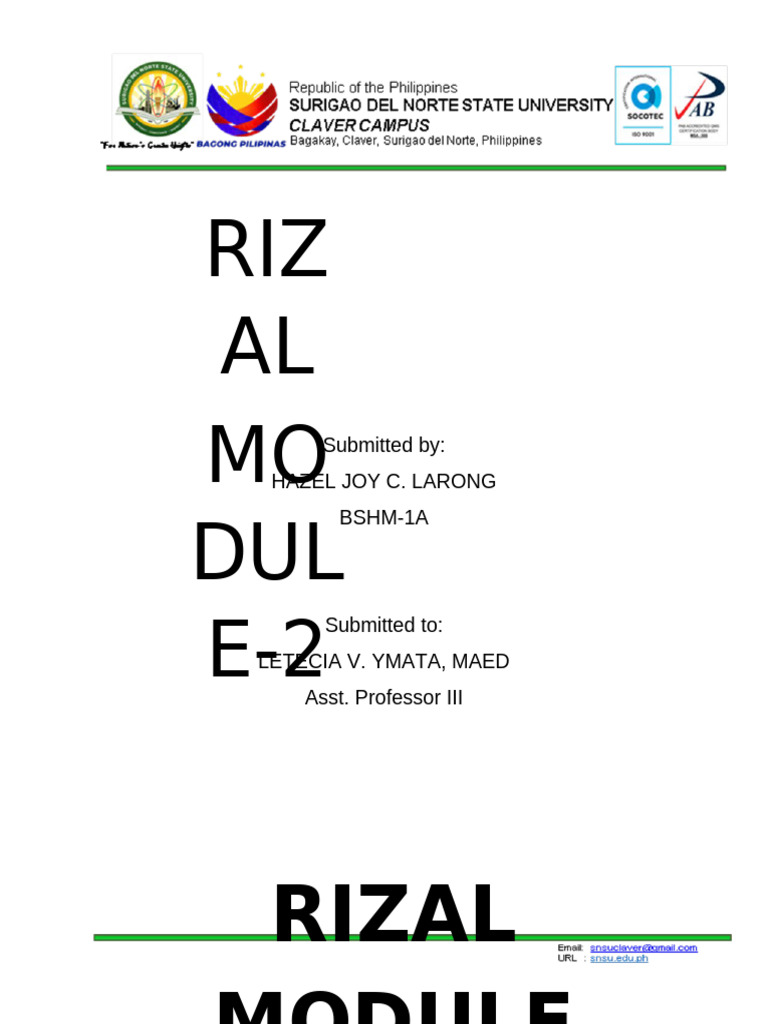 RIZ AL MO DUL E-2: Rizal | PDF