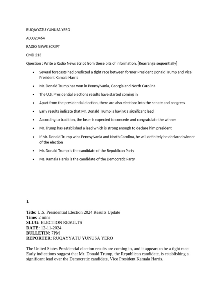 Ruqayyatuyeroaunedung 573 13489 Radio News Script | PDF