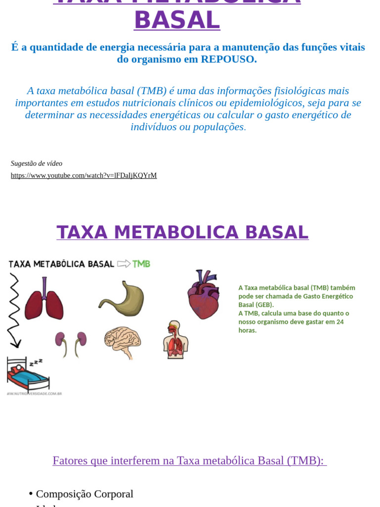 Taxa Metabolica Basal | PDF | Metabolismo | Corpo humano