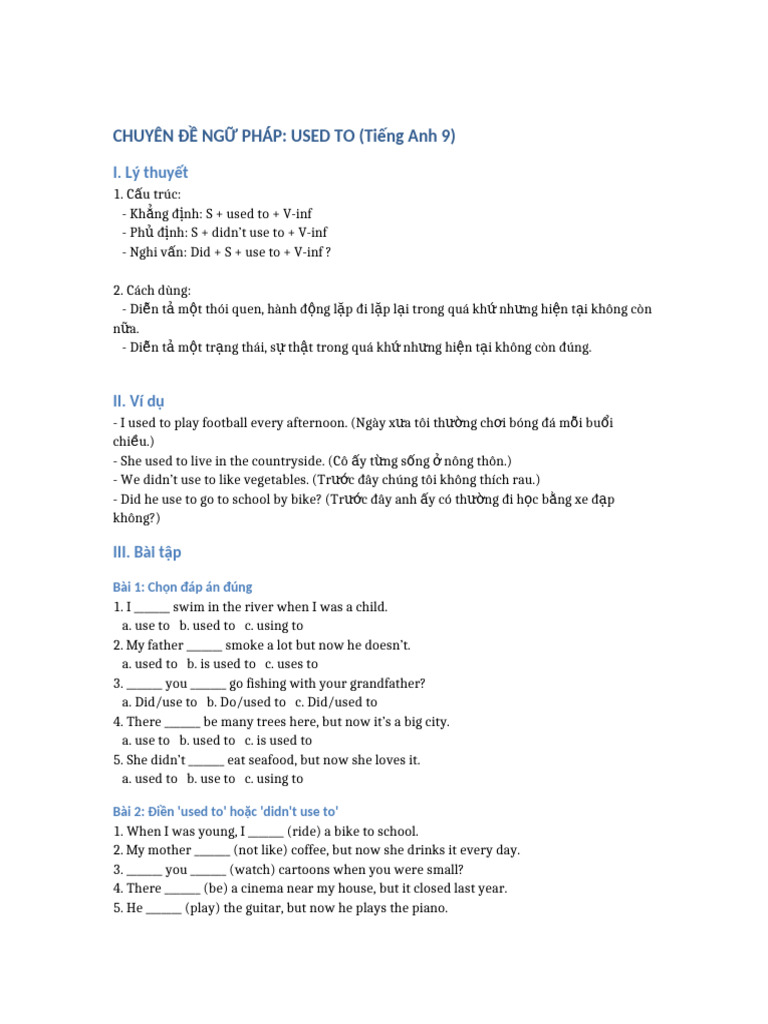 Grammar Guide: Used To in English | PDF