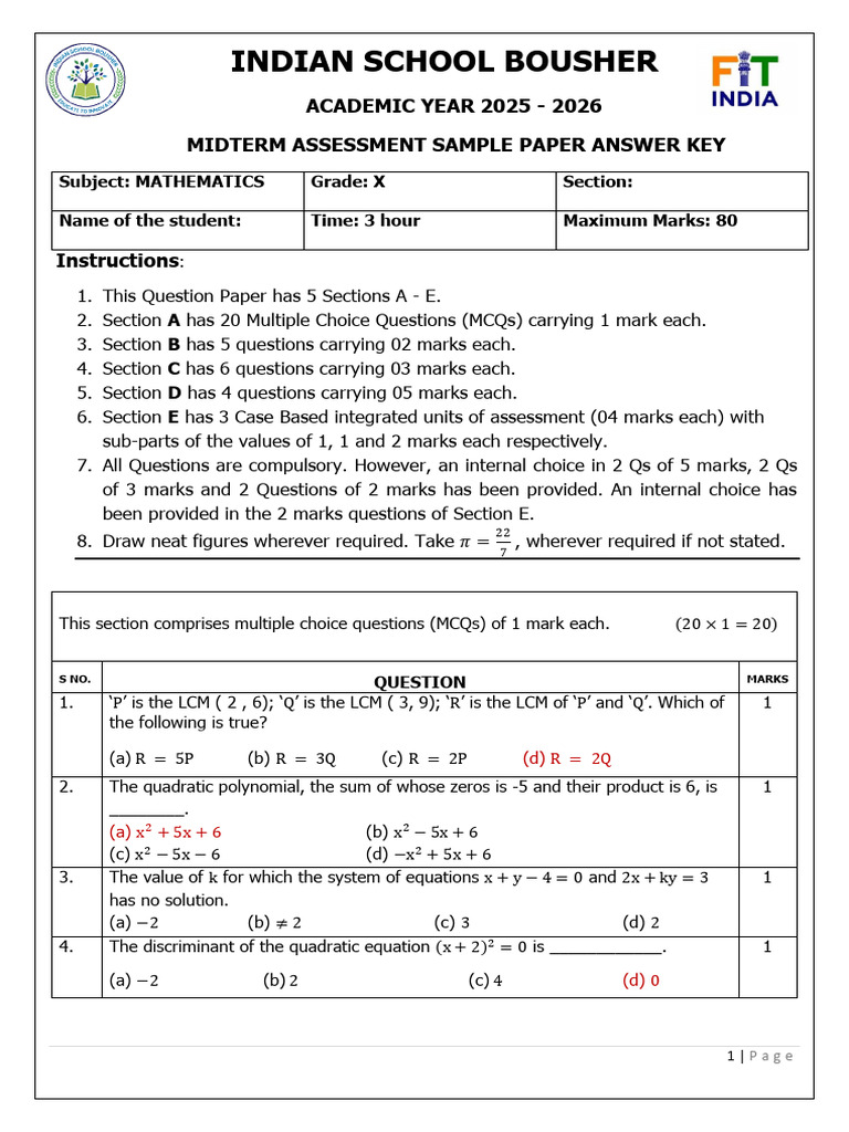 GR10 MATH SP AK Midterm Assessment AY 25-26 | PDF | Mathematics ...