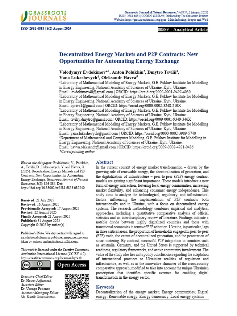 Decentralized Energy Markets and P2P Contracts: New Opportunities For ...
