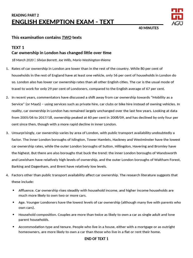 Eepe Part B Reading Text | PDF | London | Habits