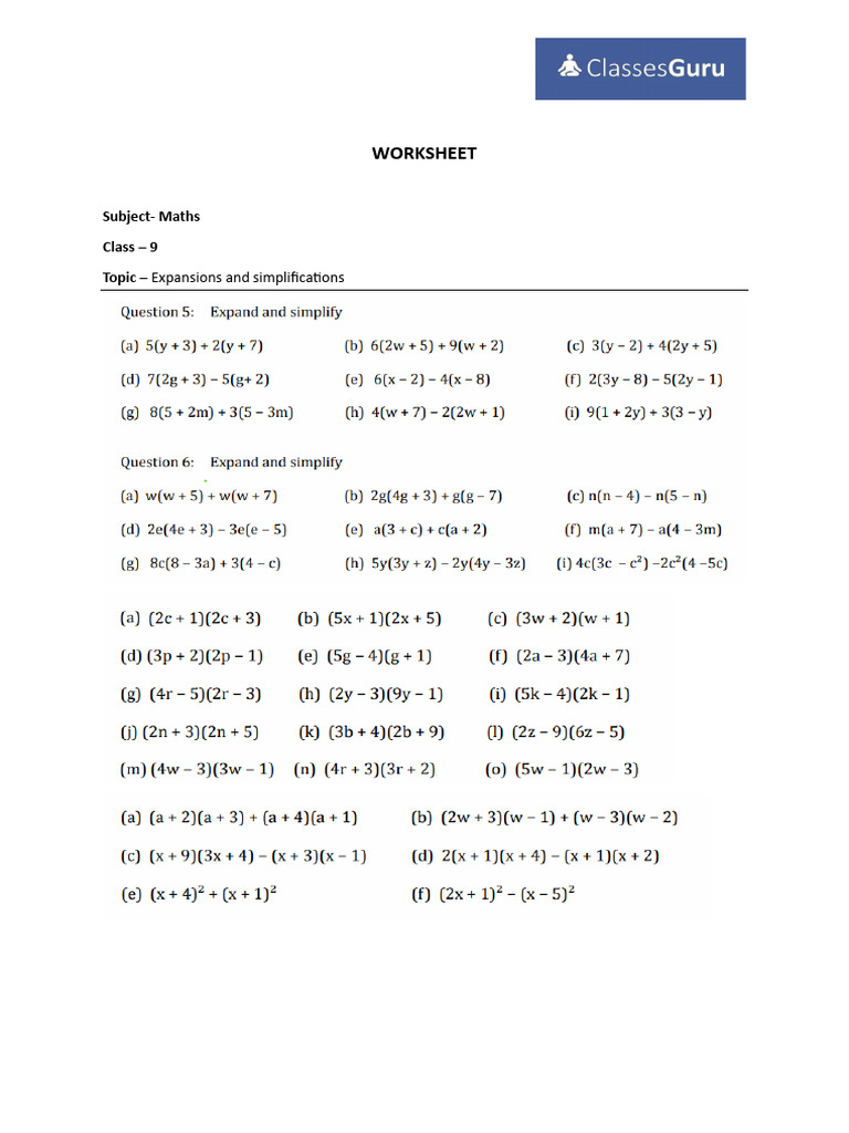 Expansions and Simplifications | PDF