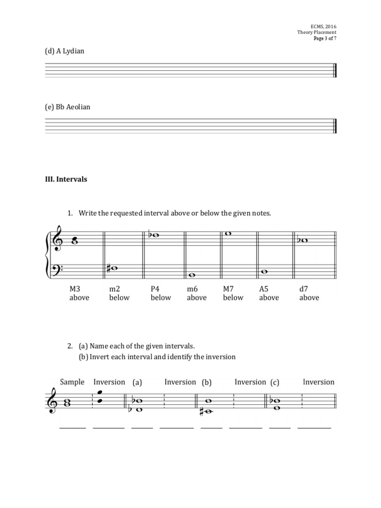 3microsoft Word - ECMS Theory Placement Exam | PDF