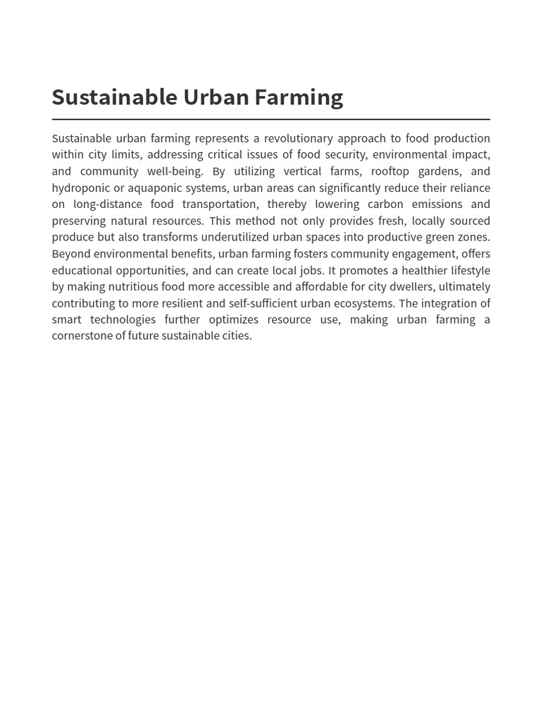Idea 1 Sustainable Urban Farming | PDF