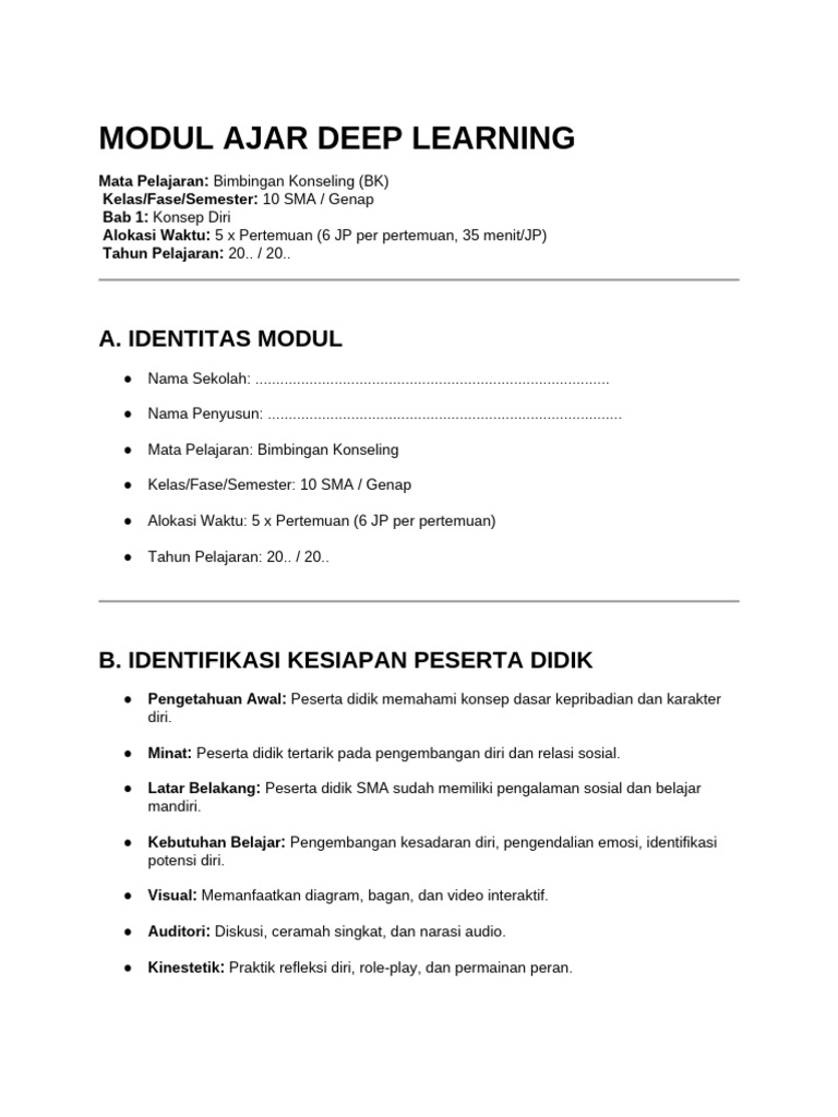 Modul Ajar Deep Learning BK Kelas 10 | PDF