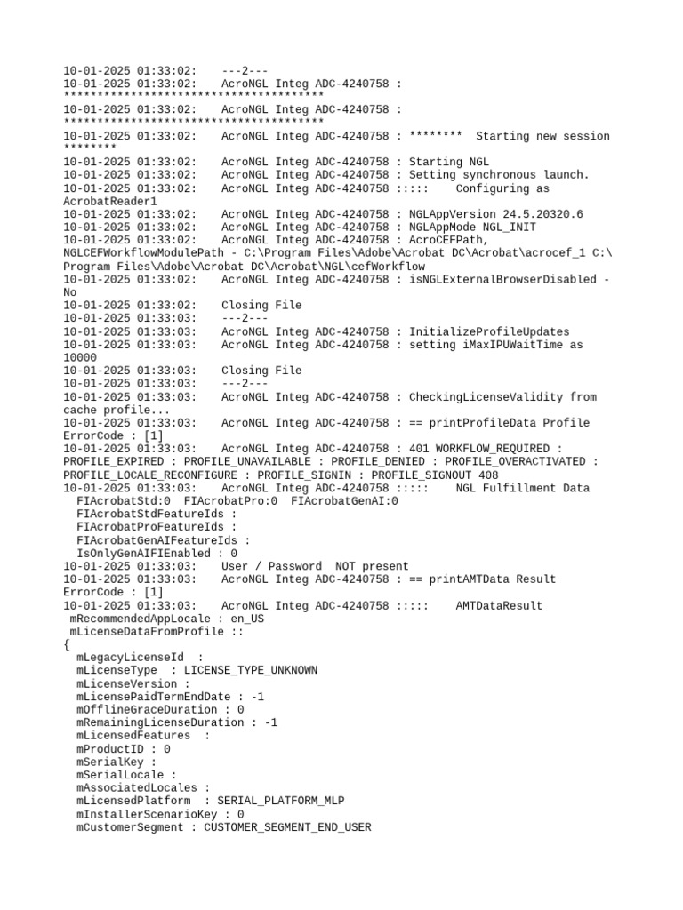 AcroNGL Integration Session Logs | PDF | Software | Computing