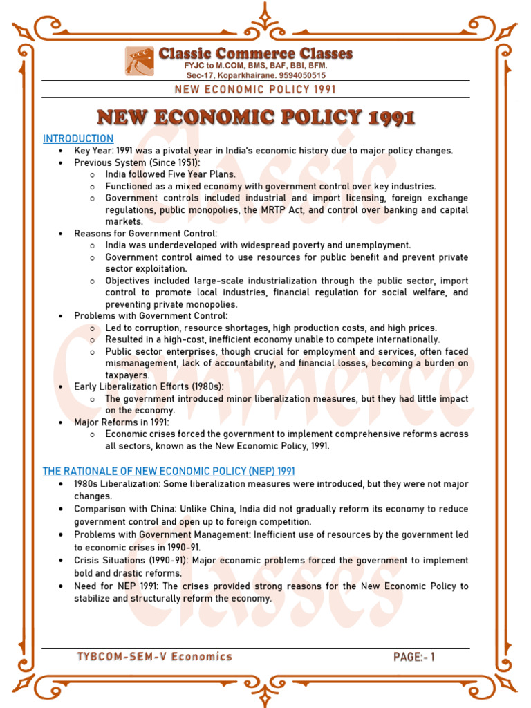 India's 1991 Economic Policy Reforms | PDF | Fiscal Policy | Government ...