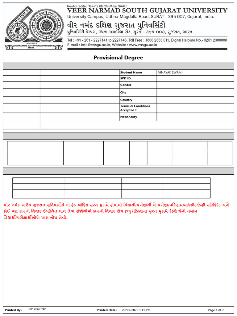 Provisional Degree Application Details | PDF
