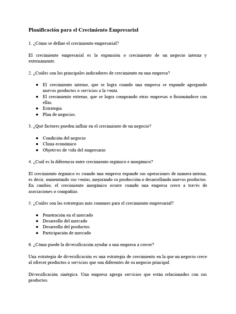 Estrategias para el Crecimiento Empresarial | PDF | Business | Gestión ...