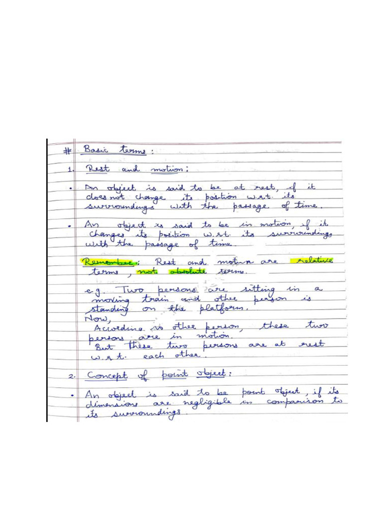 Notes of Chapter Motion I N Straight Line | PDF
