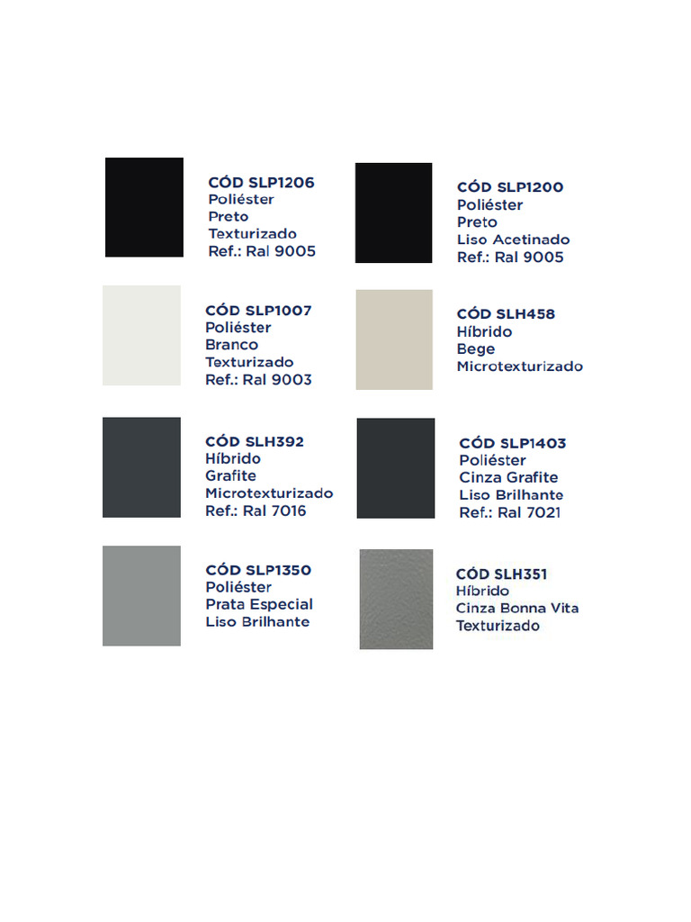Cores Disponíveis Pintura | PDF