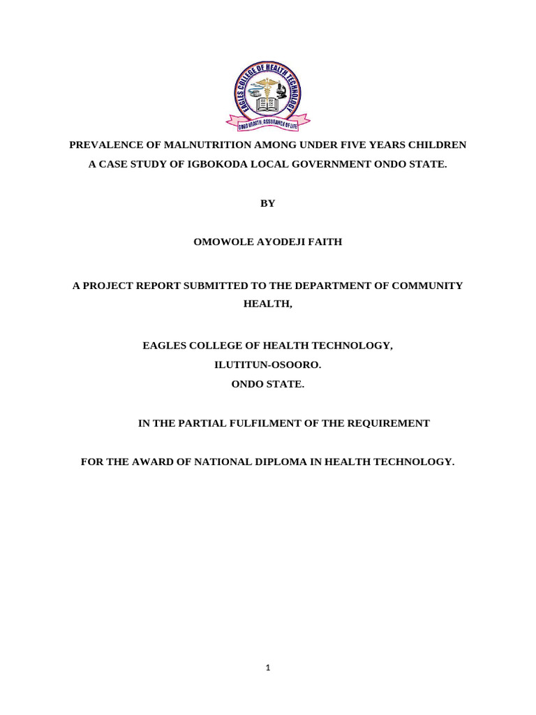 Ayodeji Project Final | PDF | Malnutrition | Human Nutrition