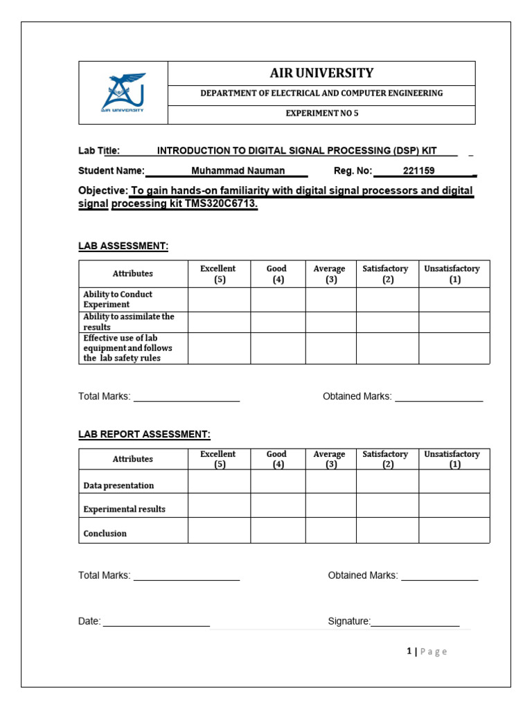 Introduction to DSP Kit Lab Guide | PDF | Digital Signal Processor ...
