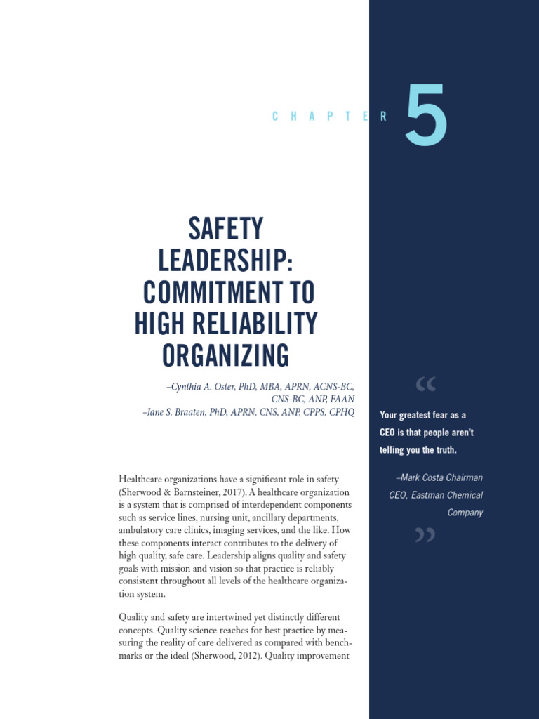 Safety Leadership in High Reliability Organizations | PDF | Leadership ...