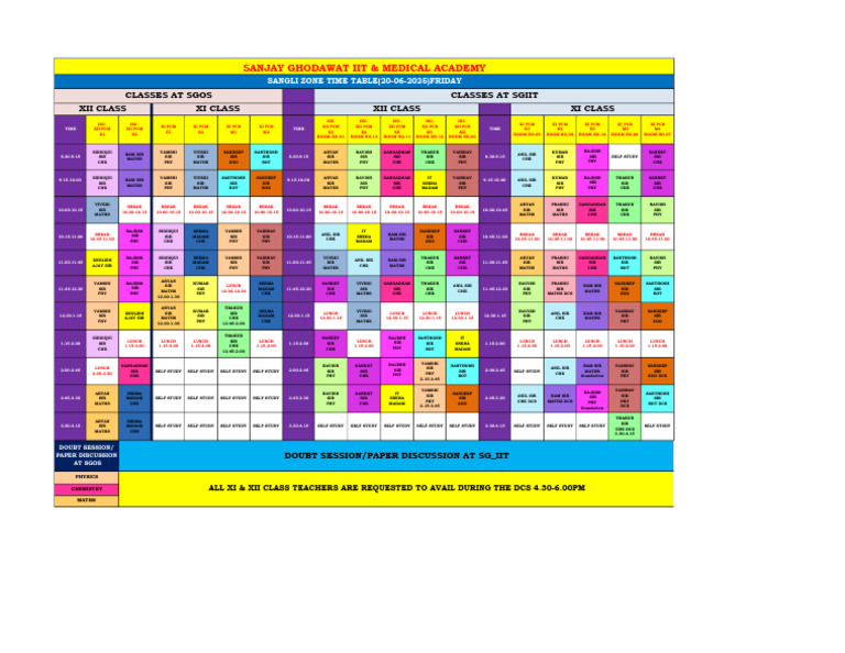 20-06-2025 Time Table | PDF