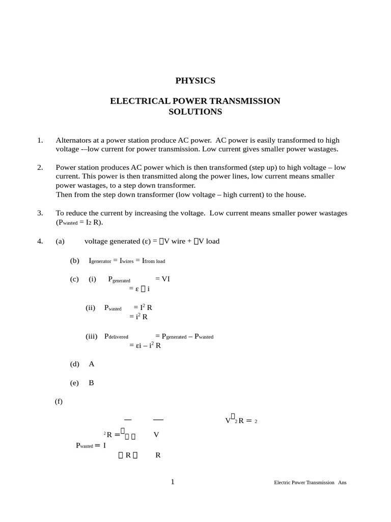 Electrical Power Transmission Explained | PDF | Alternating Current ...