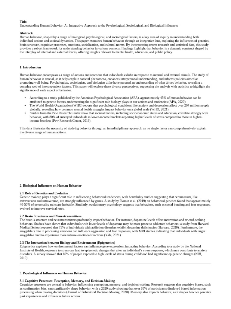Integrative Insights on Human Behavior | PDF | Psychology | Human Behavior
