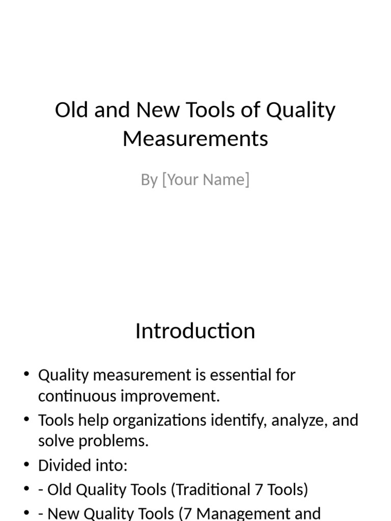 Quality Measurement Tools Overview | PDF