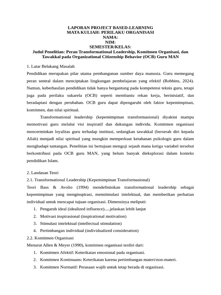 Laporan Project Based Learning Pdf