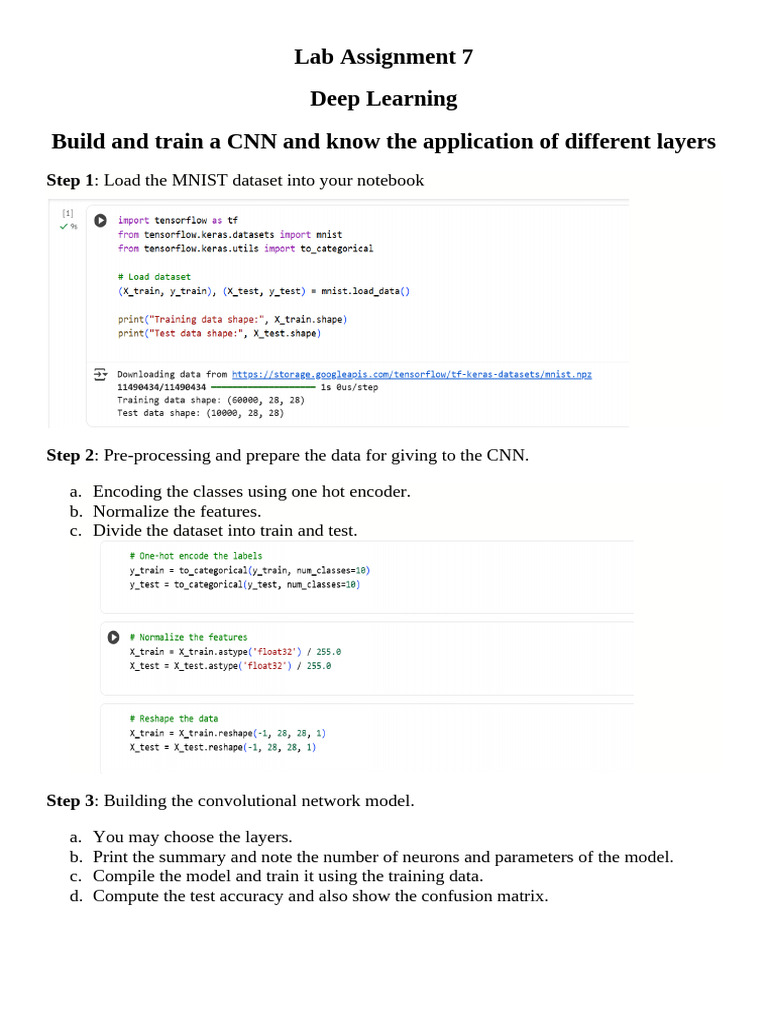 Lab Assignment 7 Deep Learning Build and Train A CNN and Know The ...