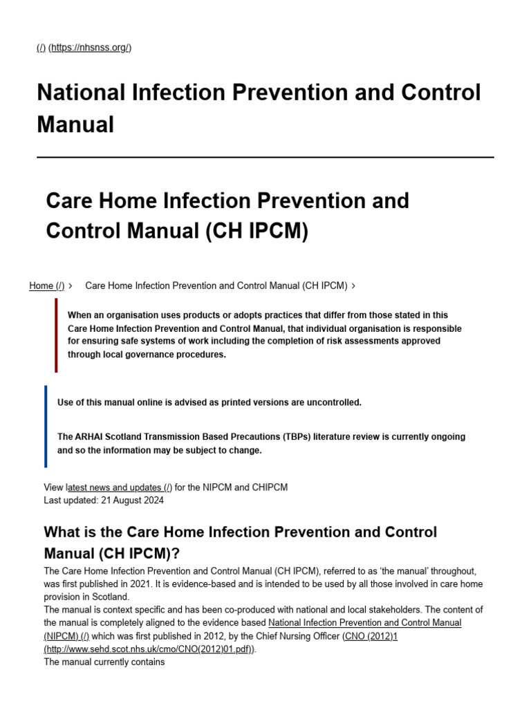 National Infection Prevention and Control Manual | PDF | Personal ...