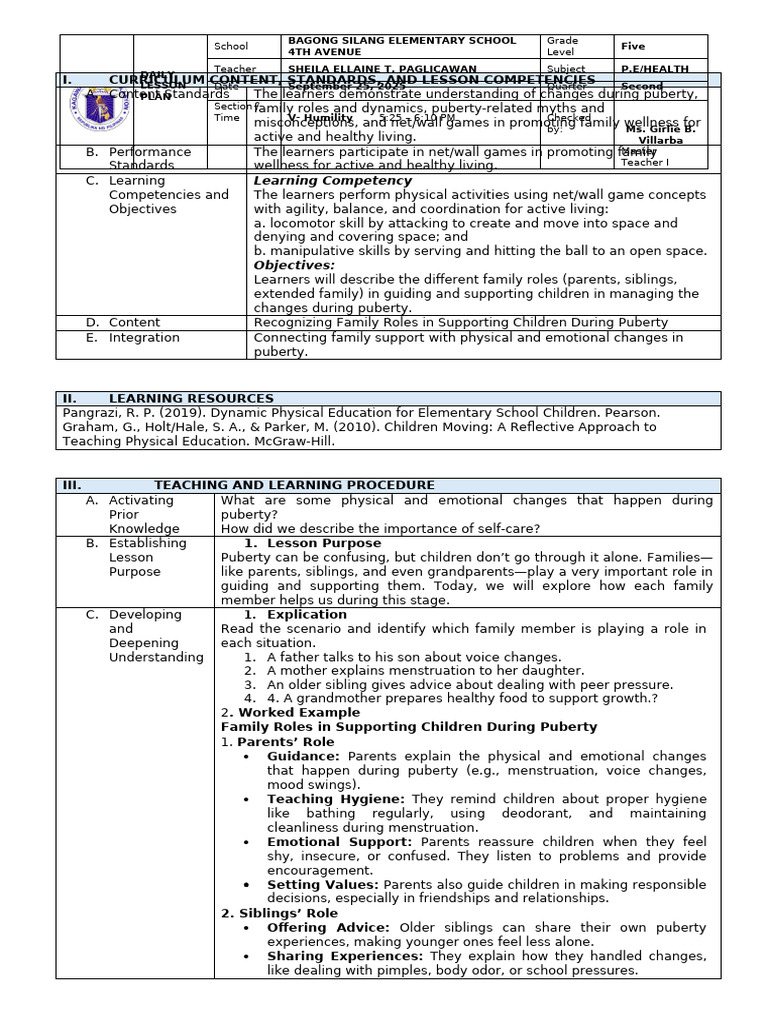 Family Roles in Puberty Support | PDF | Family | Sibling