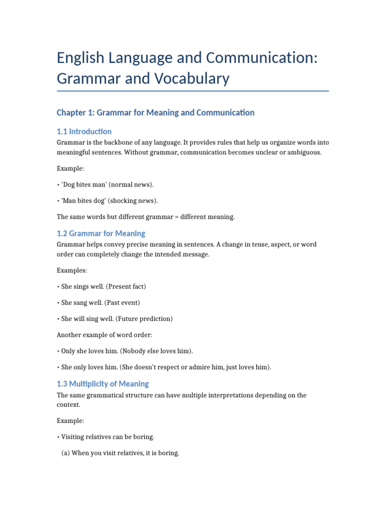 Grammar's Role in Effective Communication | PDF