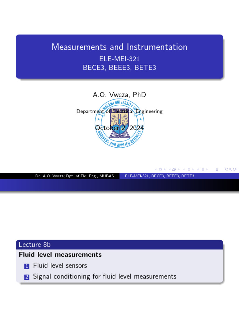 Fluid Level Measurement Techniques | PDF | Electrical Engineering ...