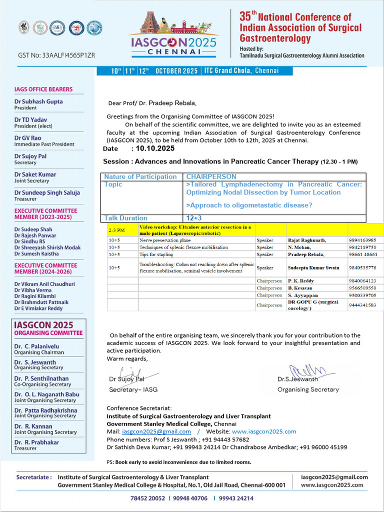 IASGCON 2025 Invitation for Faculty | PDF | Gastroenterology | Medicine